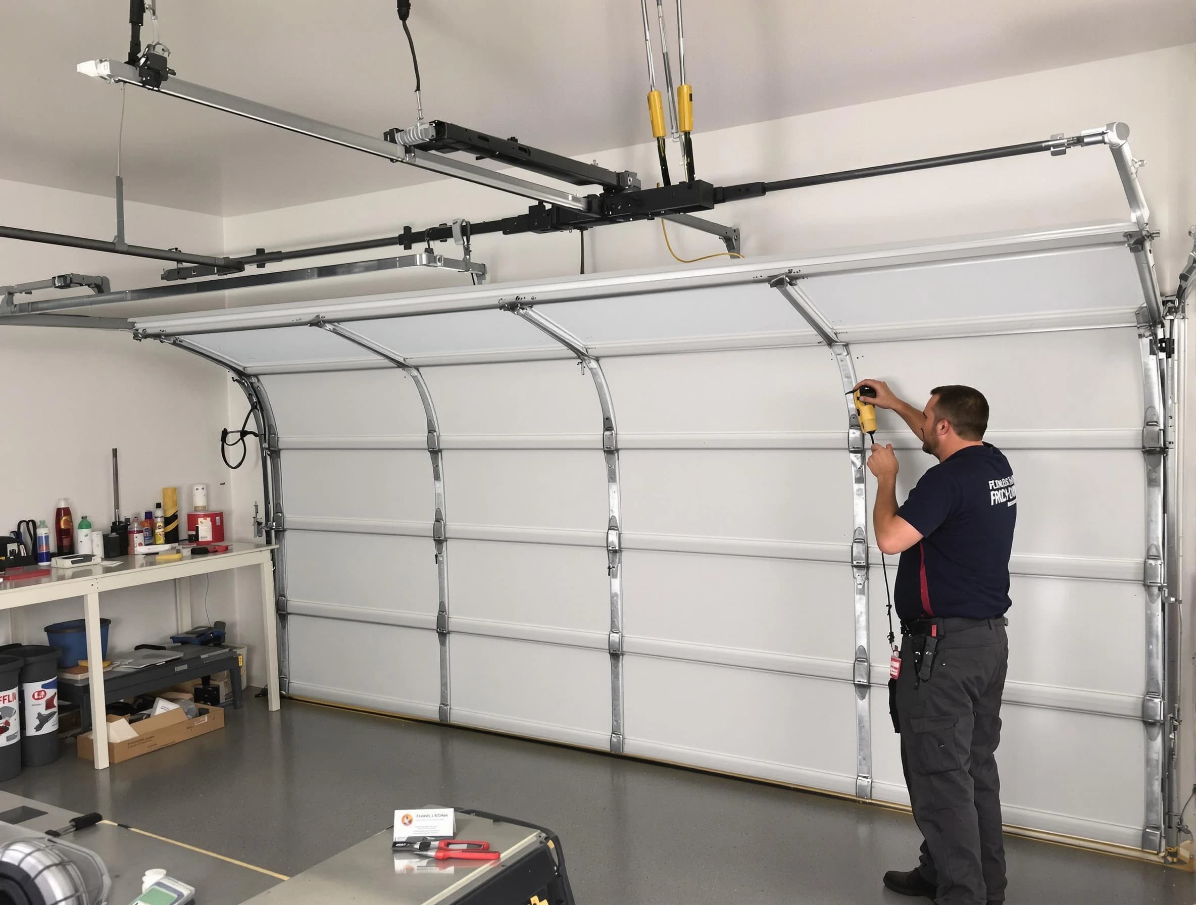 Shackle Island Garage Door Repair certified technician performing overhead door system repair in Shackle Island