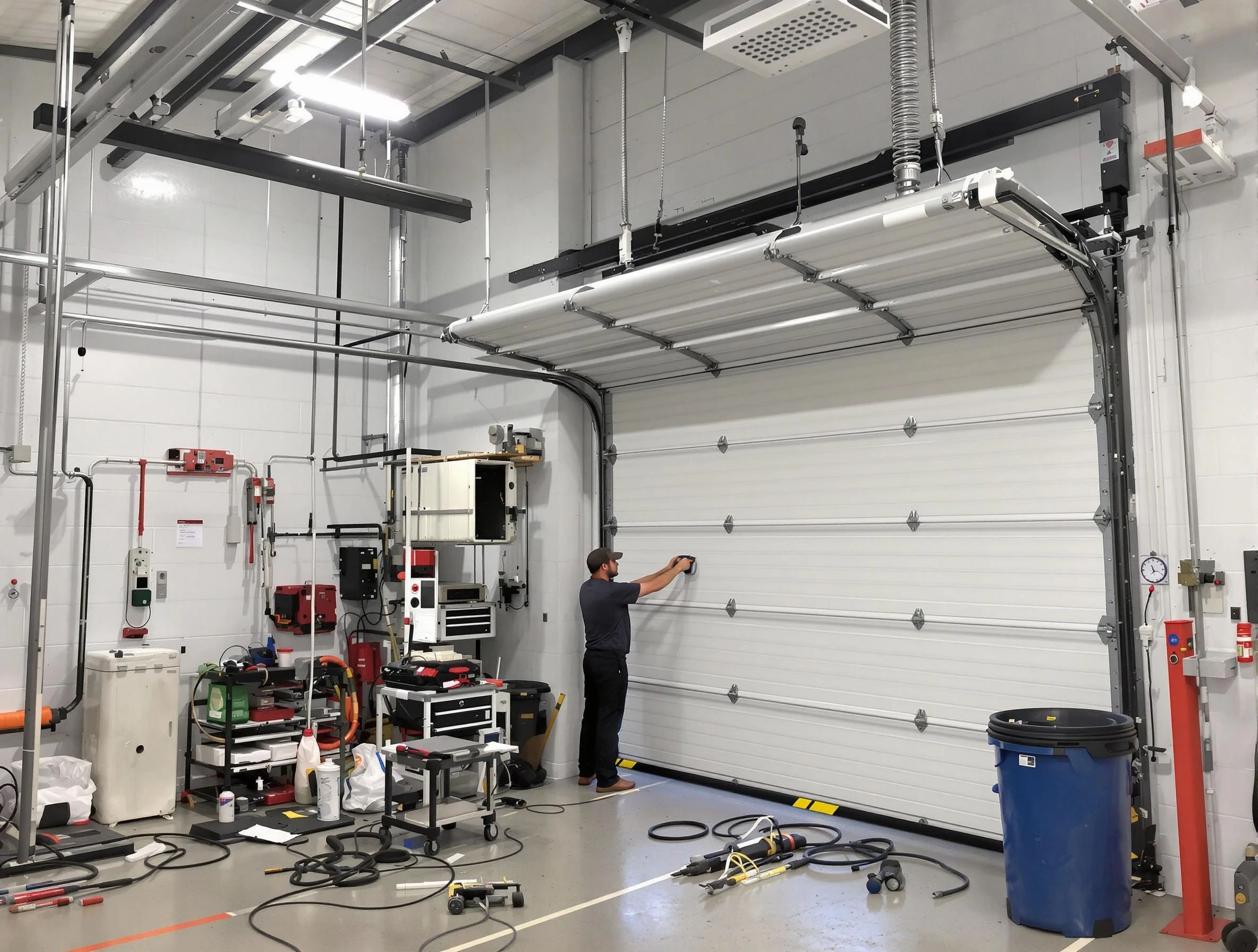 Shackle Island Garage Door Repair certified technician performing commercial door repair at a Shackle Island business facility