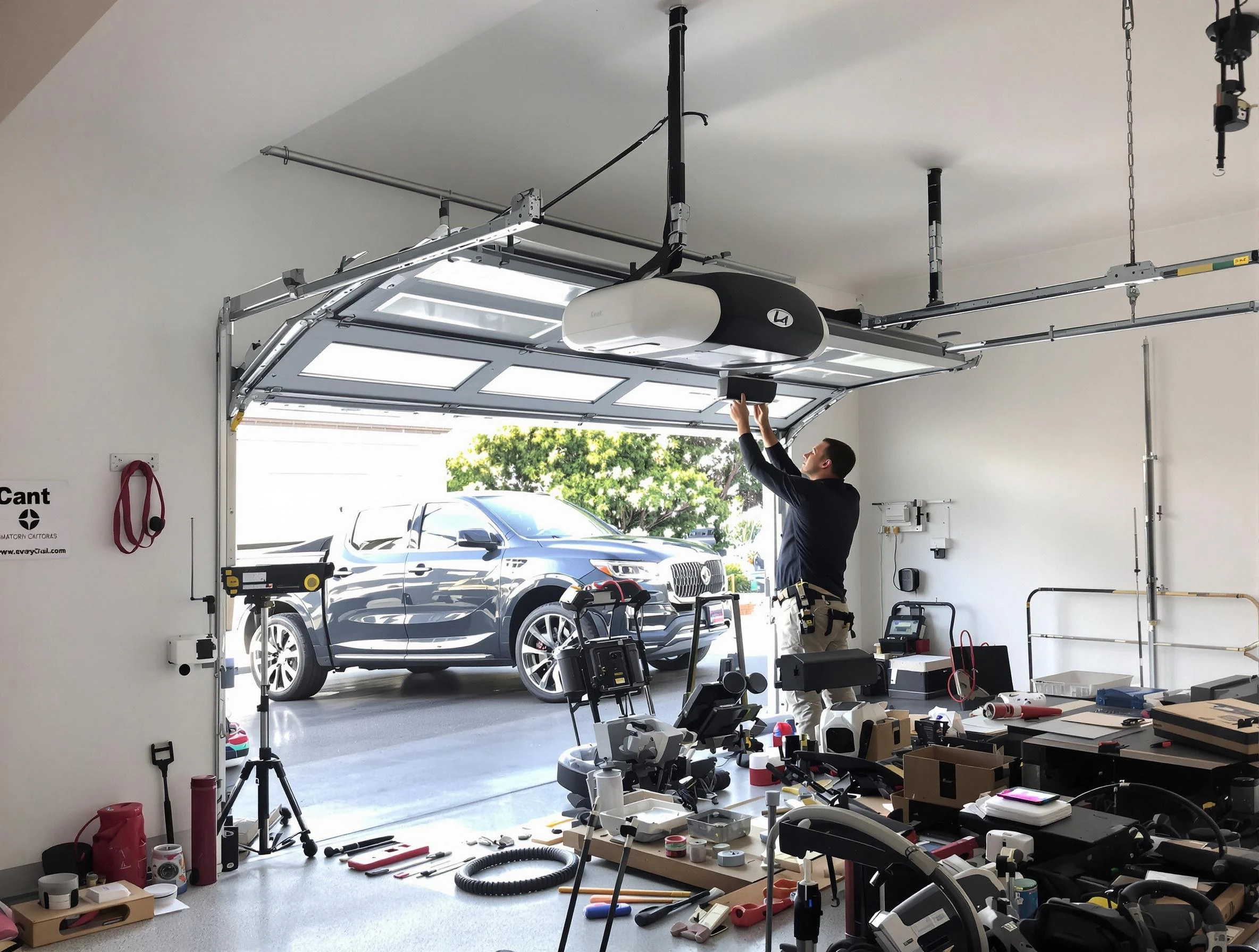 Shackle Island Garage Door Repair specialist installing smart garage door opener system in Shackle Island home