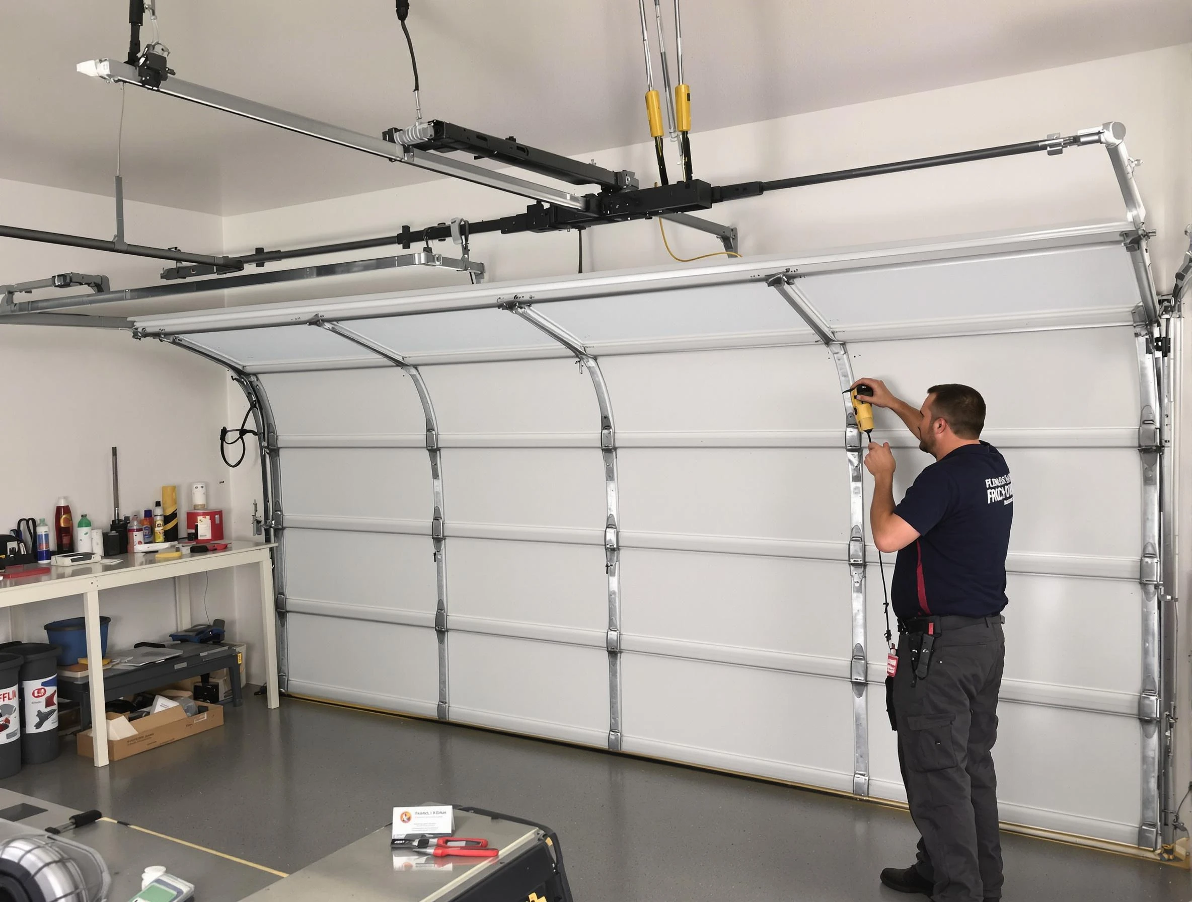 Shackle Island Garage Door Repair certified technician performing overhead door system repair in Shackle Island